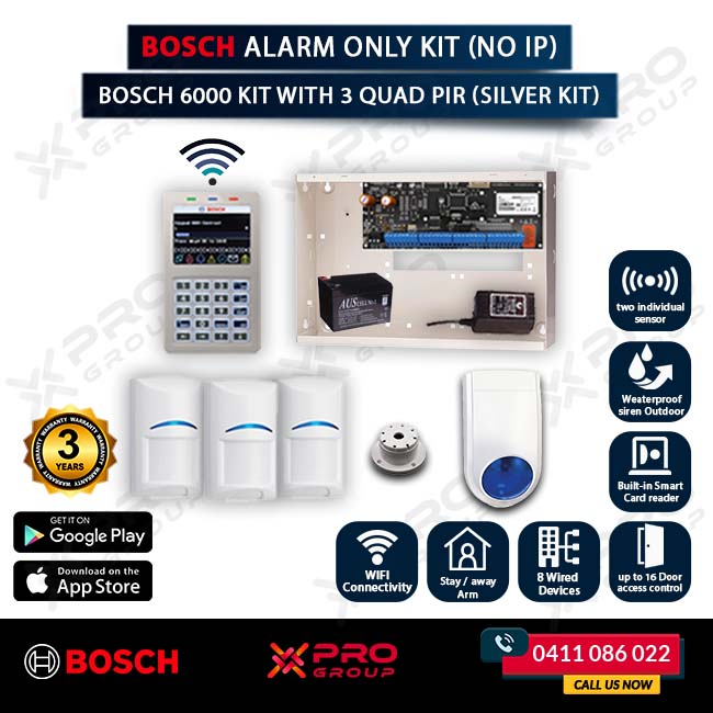 Bosch 6000 Kit With 3 Quad PIR (SILVER KIT)